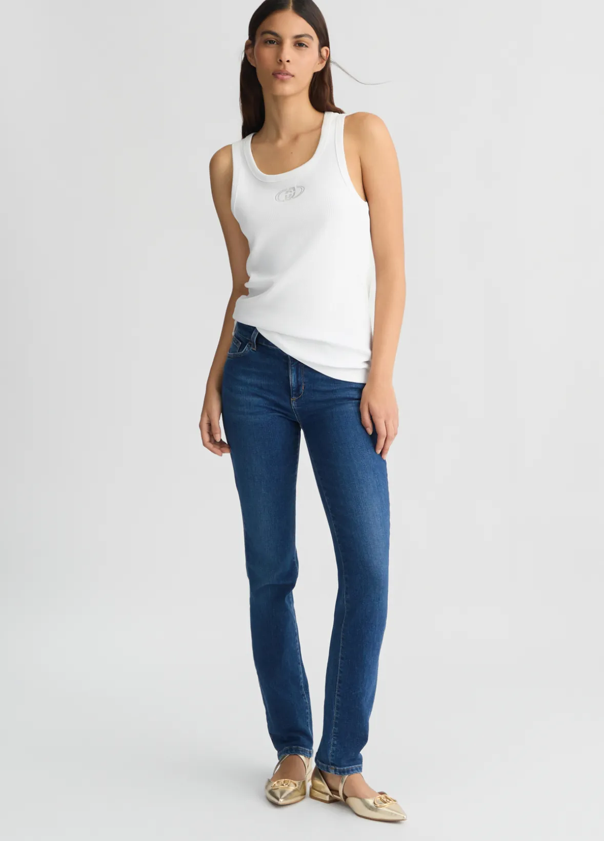 Jeans slim fit con strass