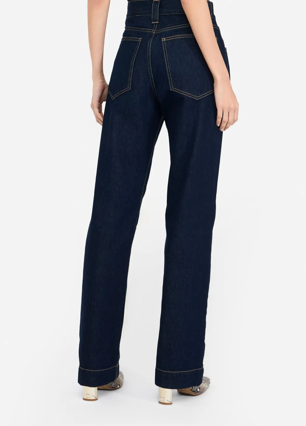 Jeans straight con perle gioiello
