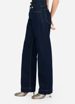 Jeans straight con perle gioiello