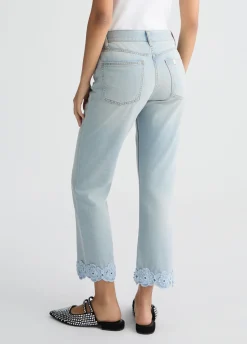 Jeans straight con ricamo crochet