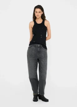 Jeans straight con strass