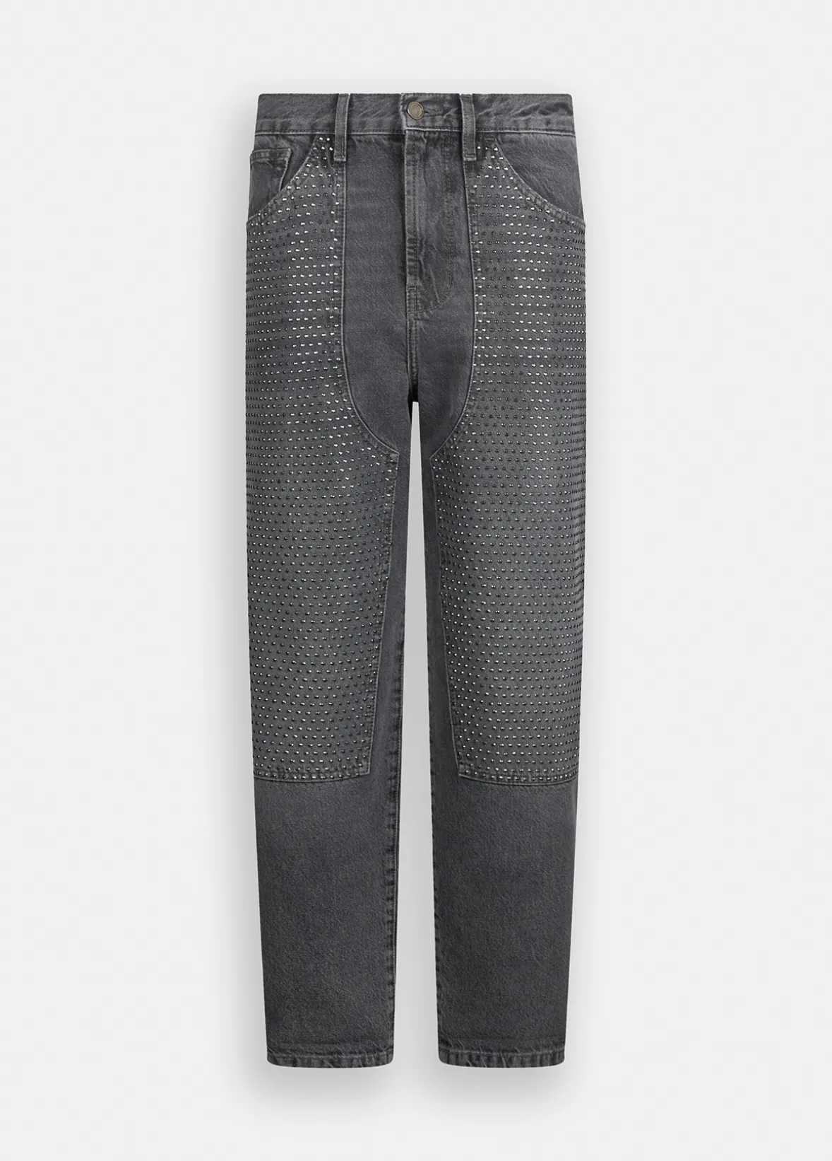 Jeans straight con strass