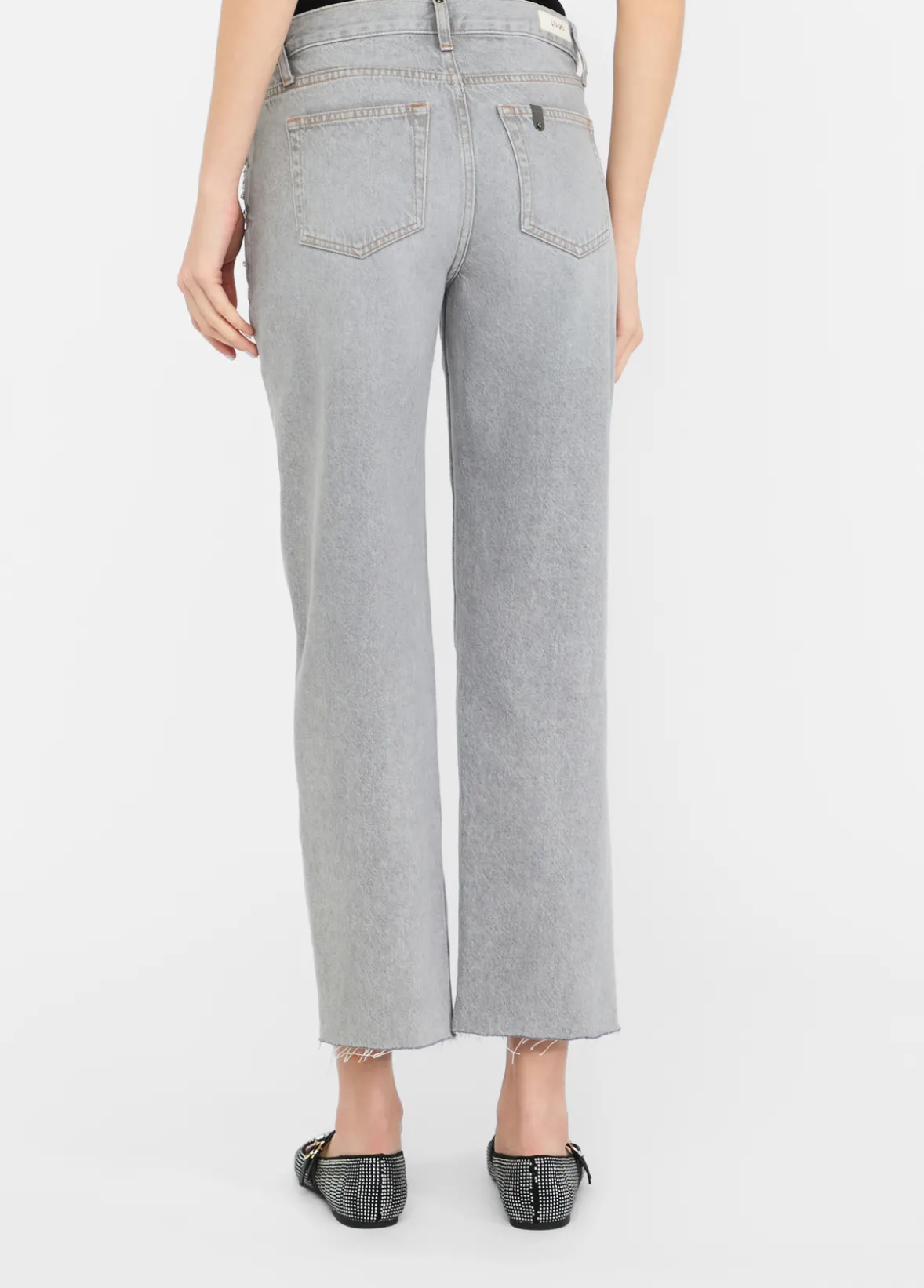 Jeans straight con strass