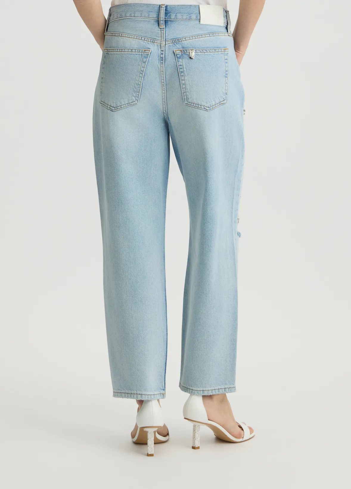 Jeans straight con strass