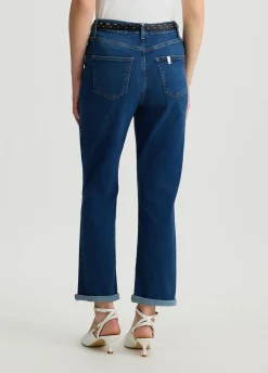 Jeans straight cropped con cintura