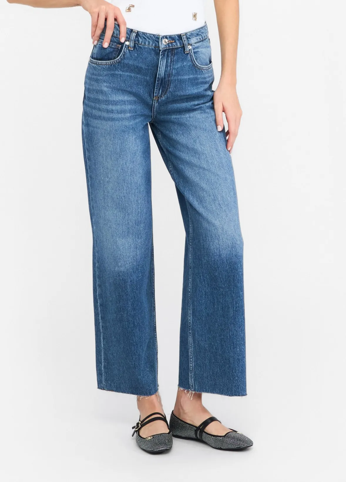 Jeans wide leg a vita bassa
