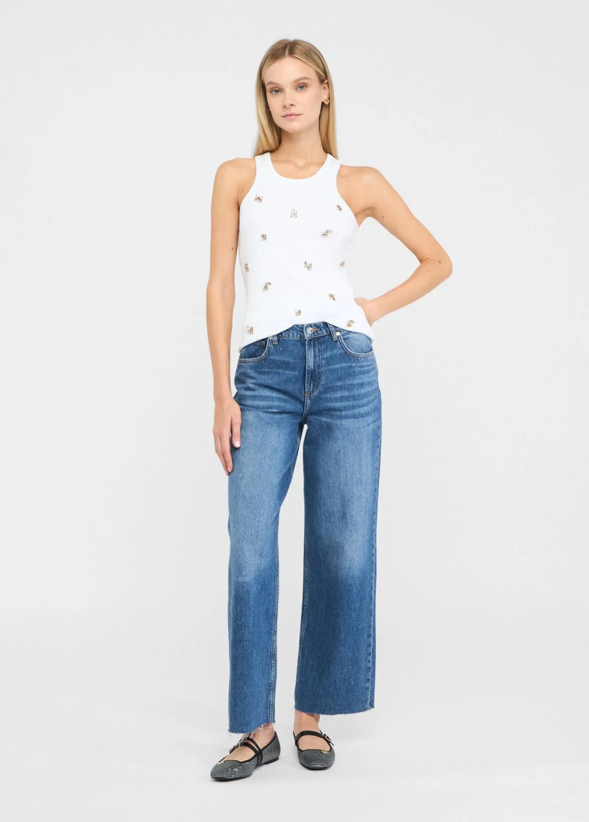 Jeans wide leg a vita bassa