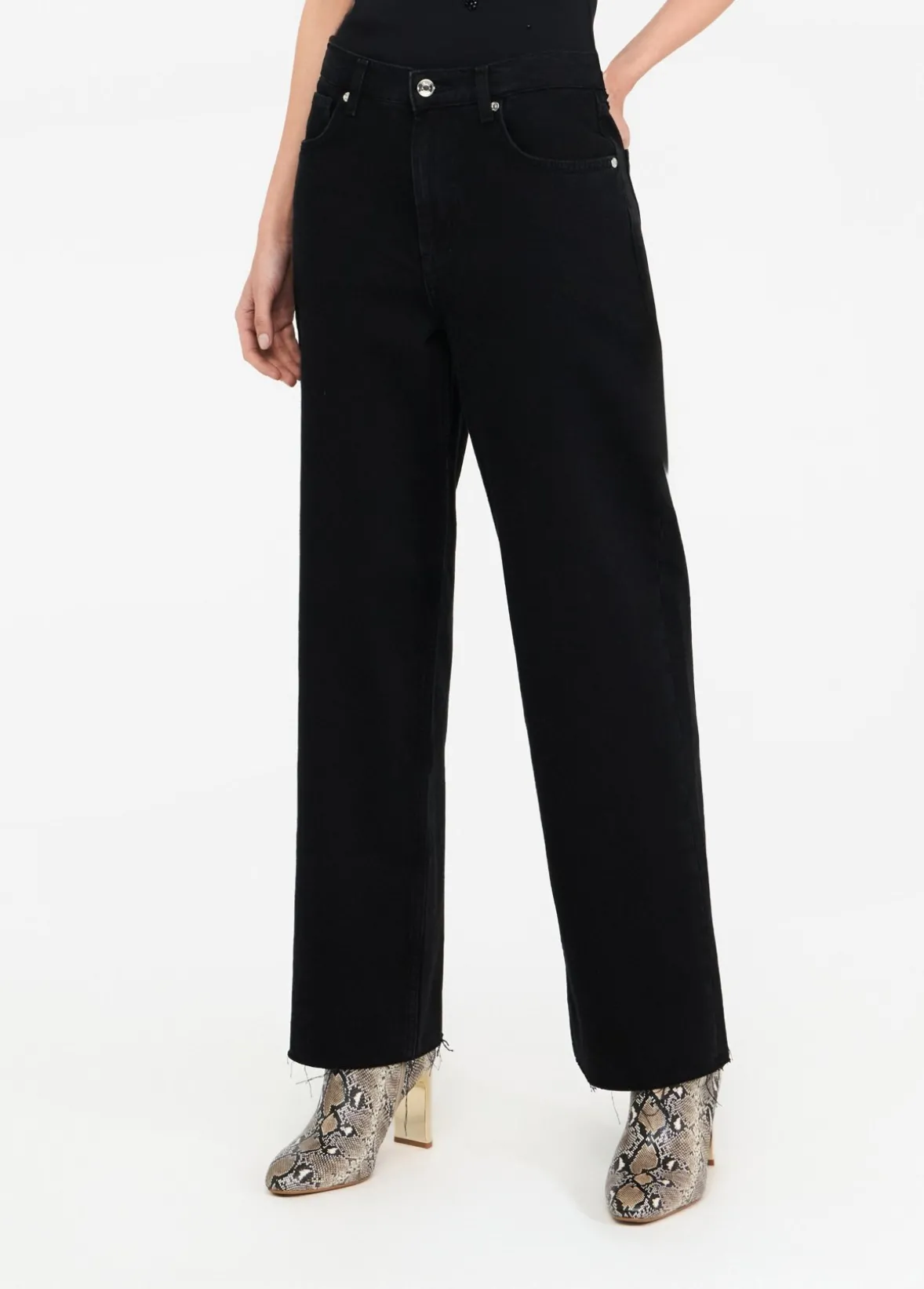 Jeans wide leg a vita bassa