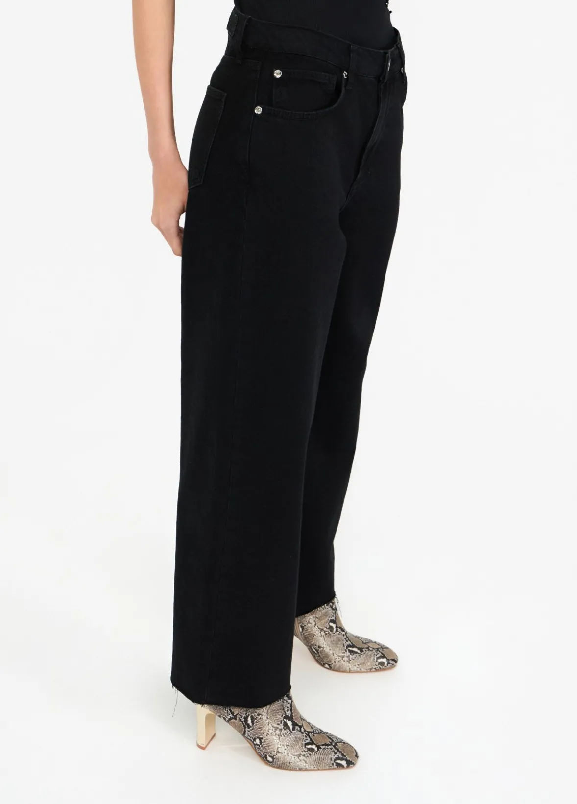 Jeans wide leg a vita bassa