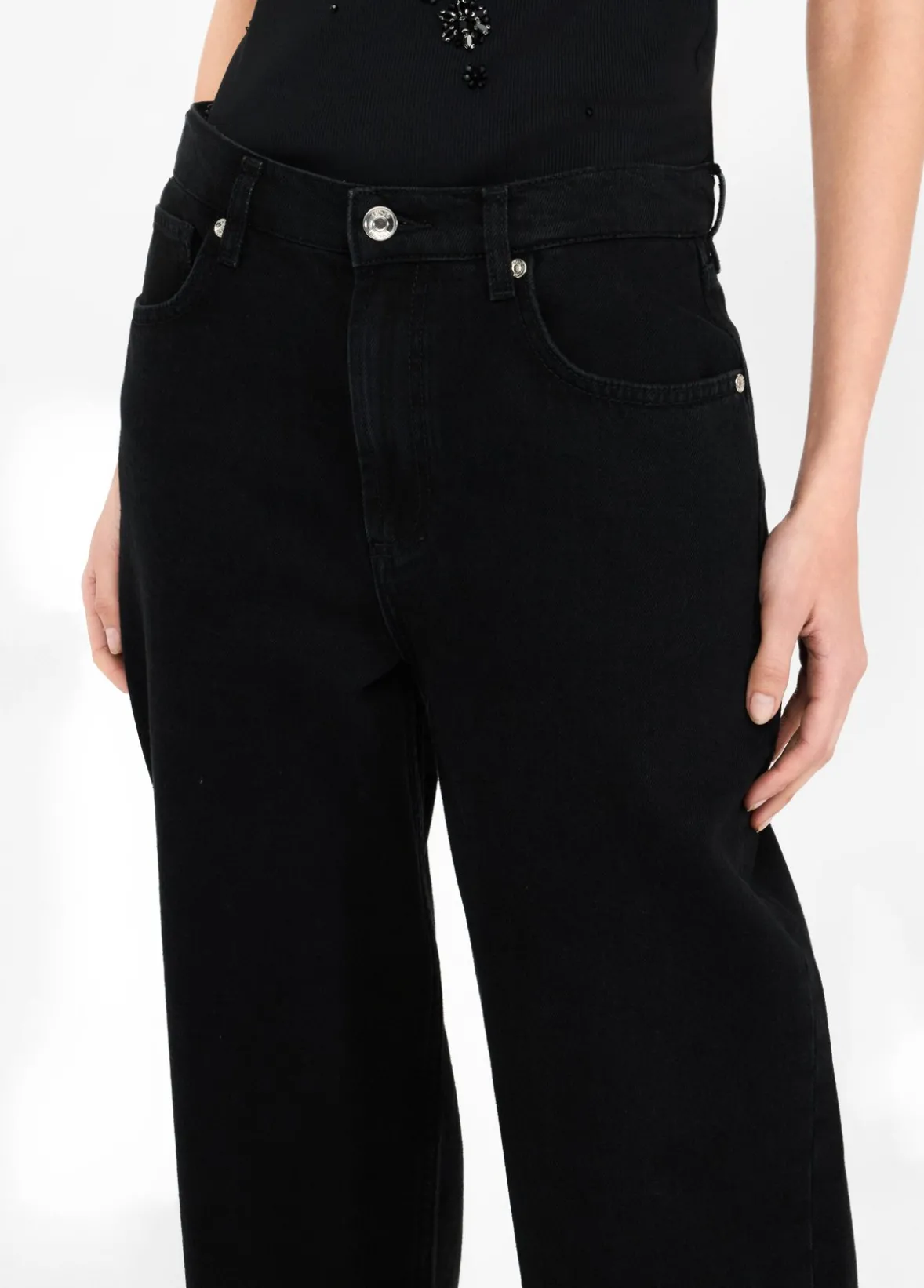 Jeans wide leg a vita bassa