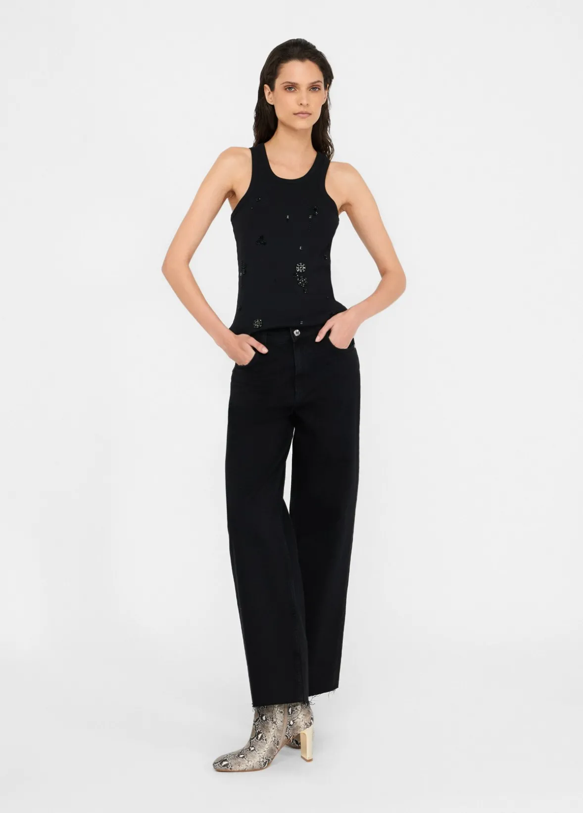Jeans wide leg a vita bassa