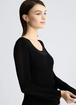 Maglia con inserti in tulle