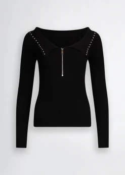 Maglia con zip e borchie