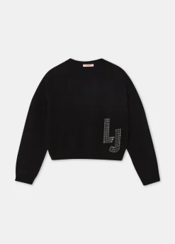 Maglia in lana con logo e strass