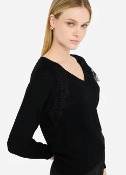 Maglia in lana con pizzo
