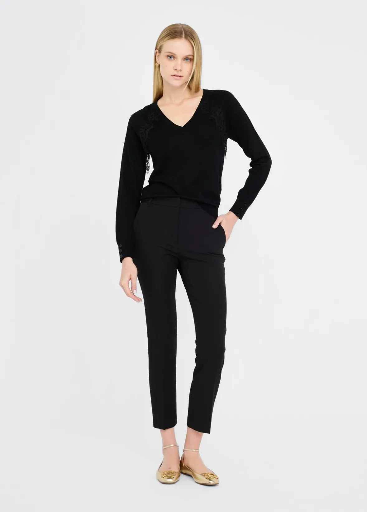 Maglia in lana con pizzo
