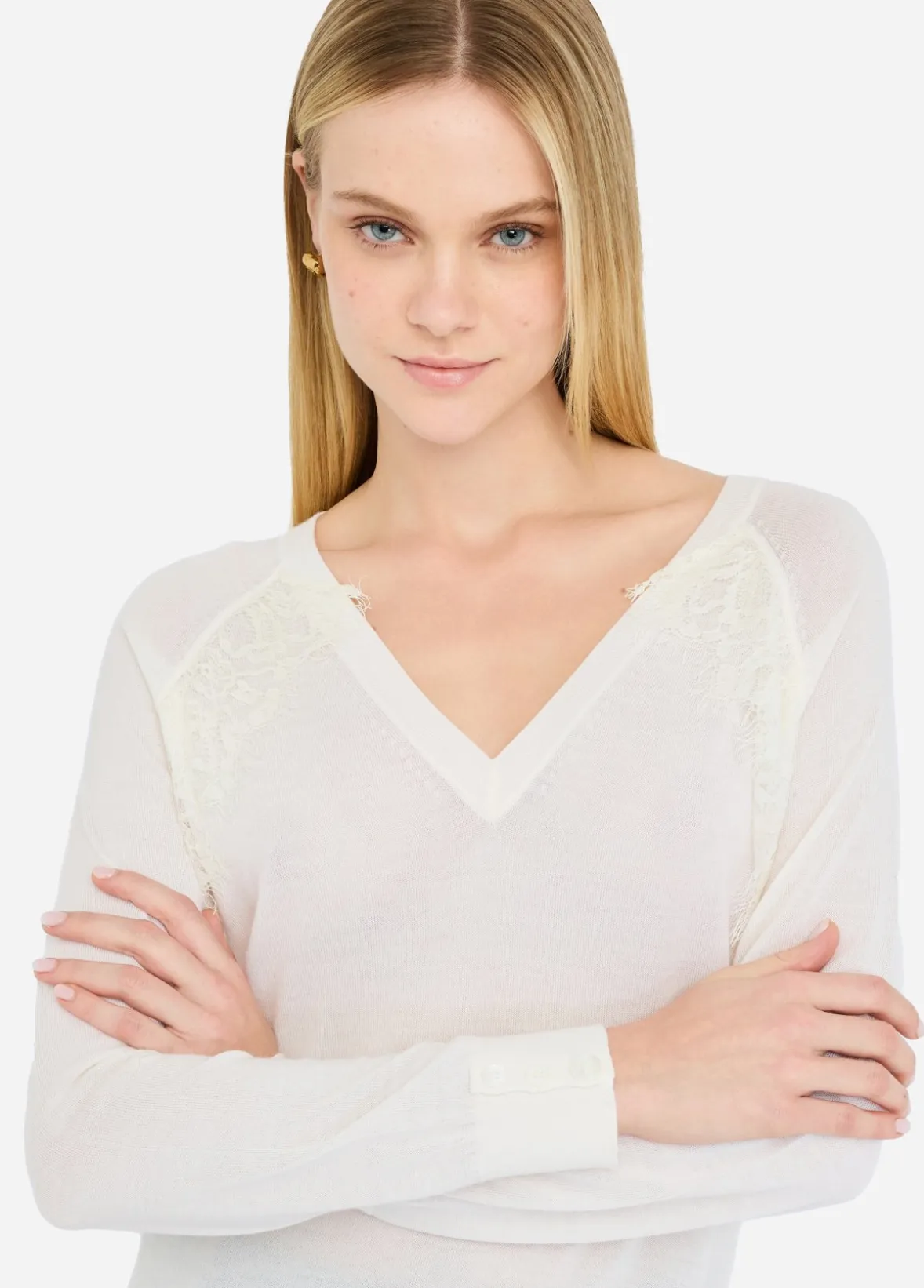 Maglia in lana con pizzo