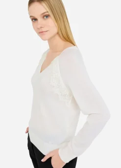 Maglia in lana con pizzo