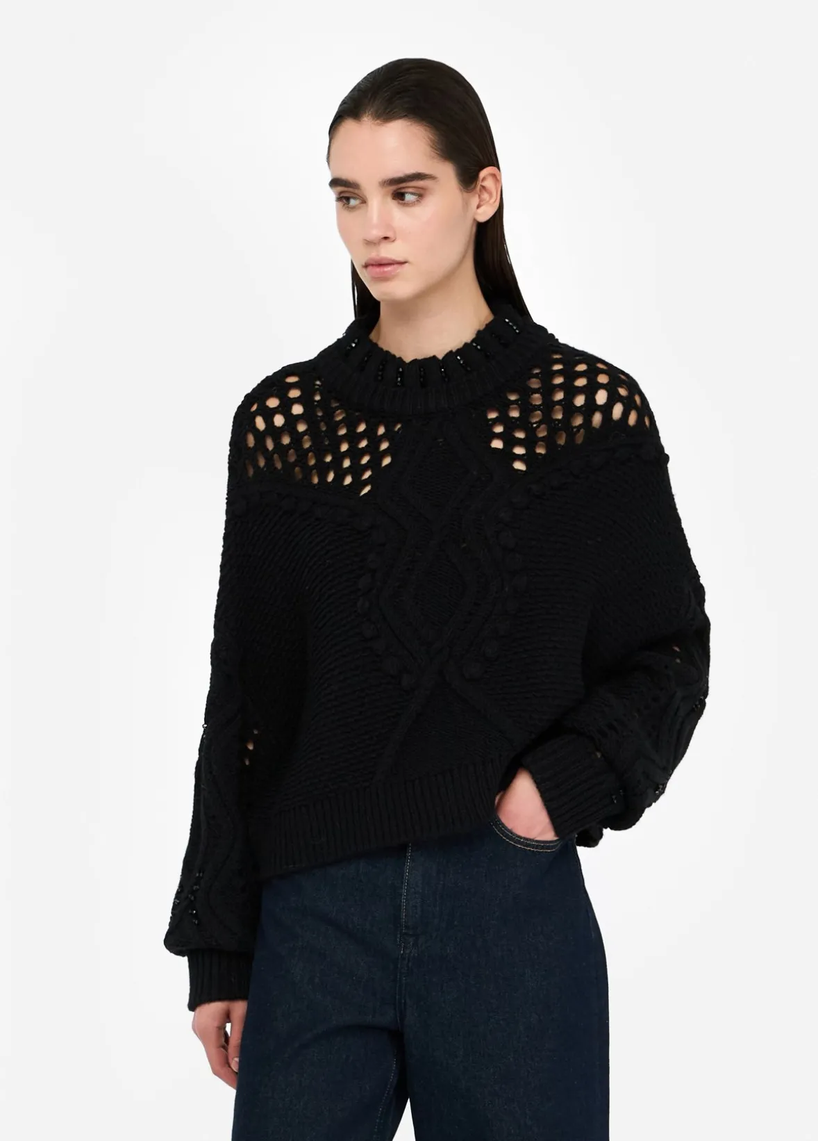 Maglia in lana con traforature