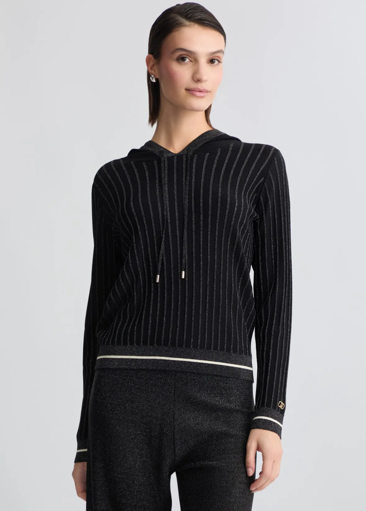 Maglia lurex® con cappuccio