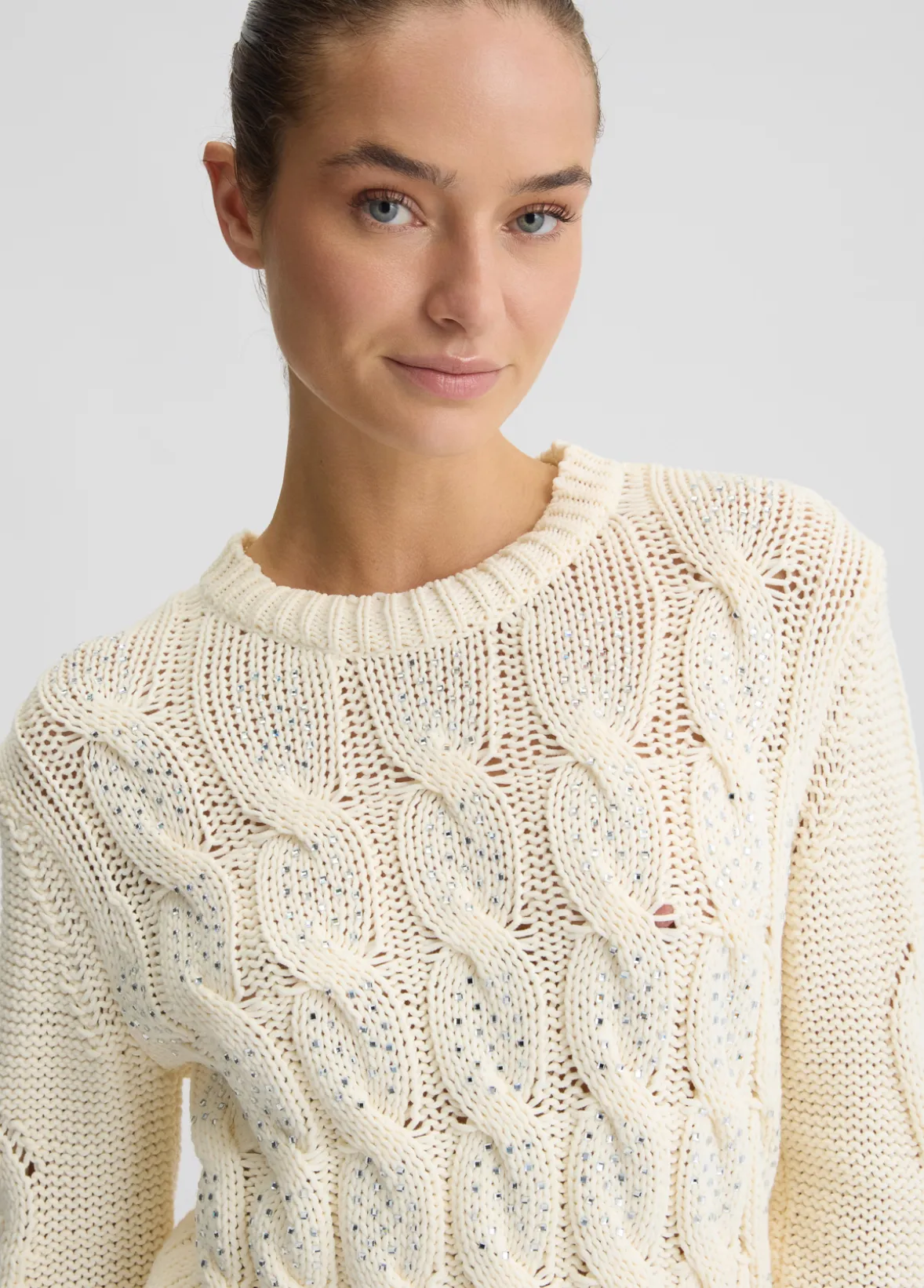 Maglione in cotone a trecce