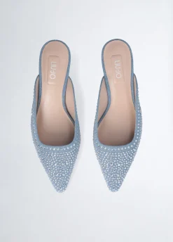 Mule in denim full strass