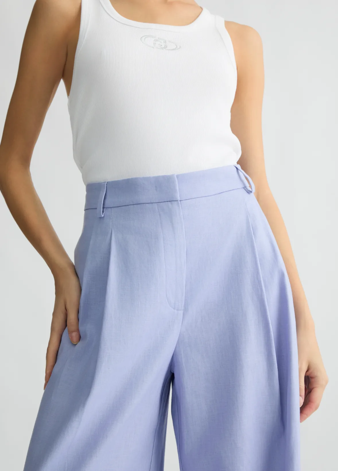Pantaloni a palazzo in lino e cotone