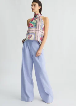 Pantaloni a palazzo in lino e cotone