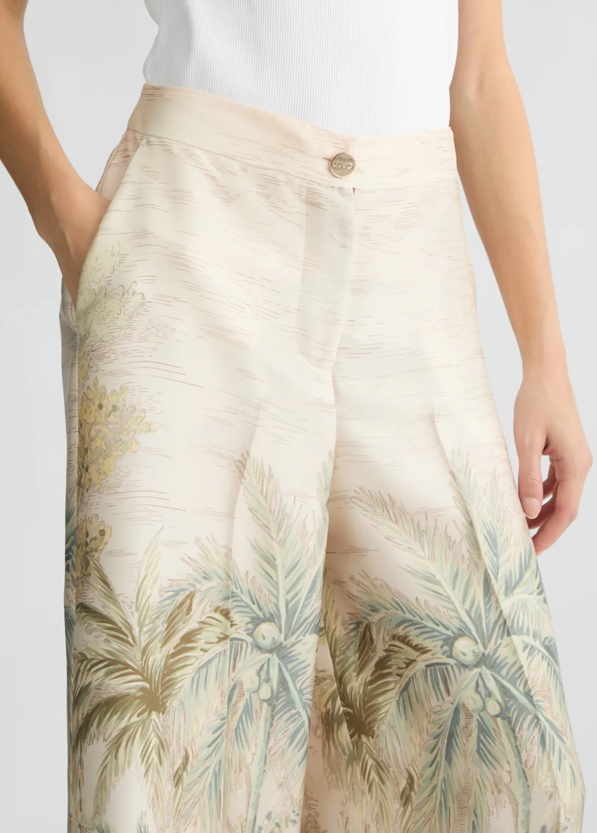 Pantaloni a palazzo in twill stampato