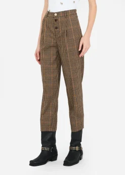 Pantaloni a quadretti con pince