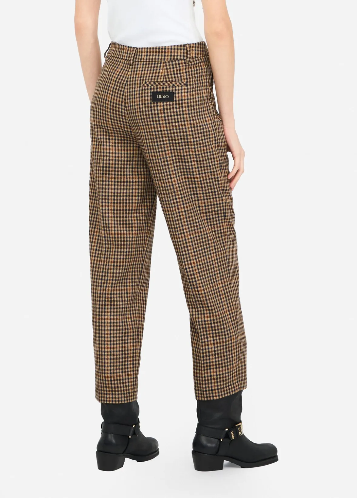 Pantaloni a quadretti con pince