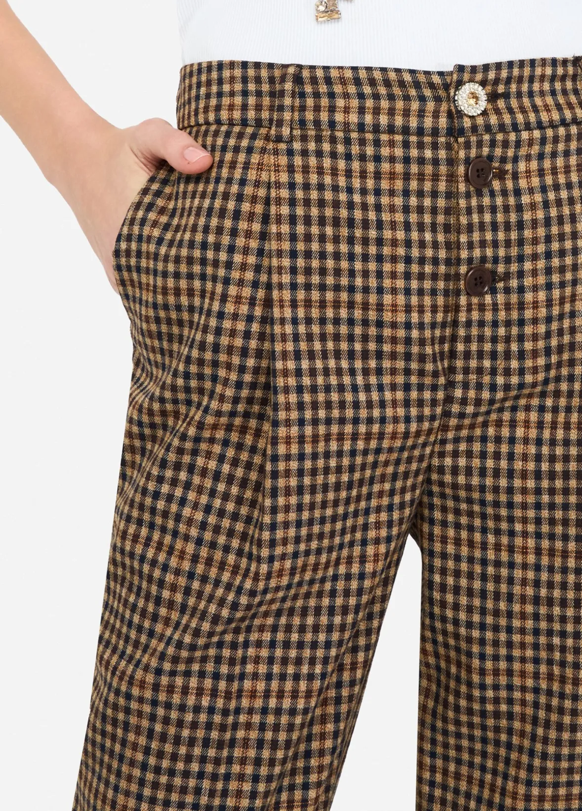 Pantaloni a quadretti con pince