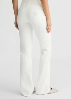 Pantaloni bootcut con logo strass