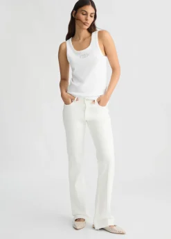 Pantaloni bootcut con logo strass