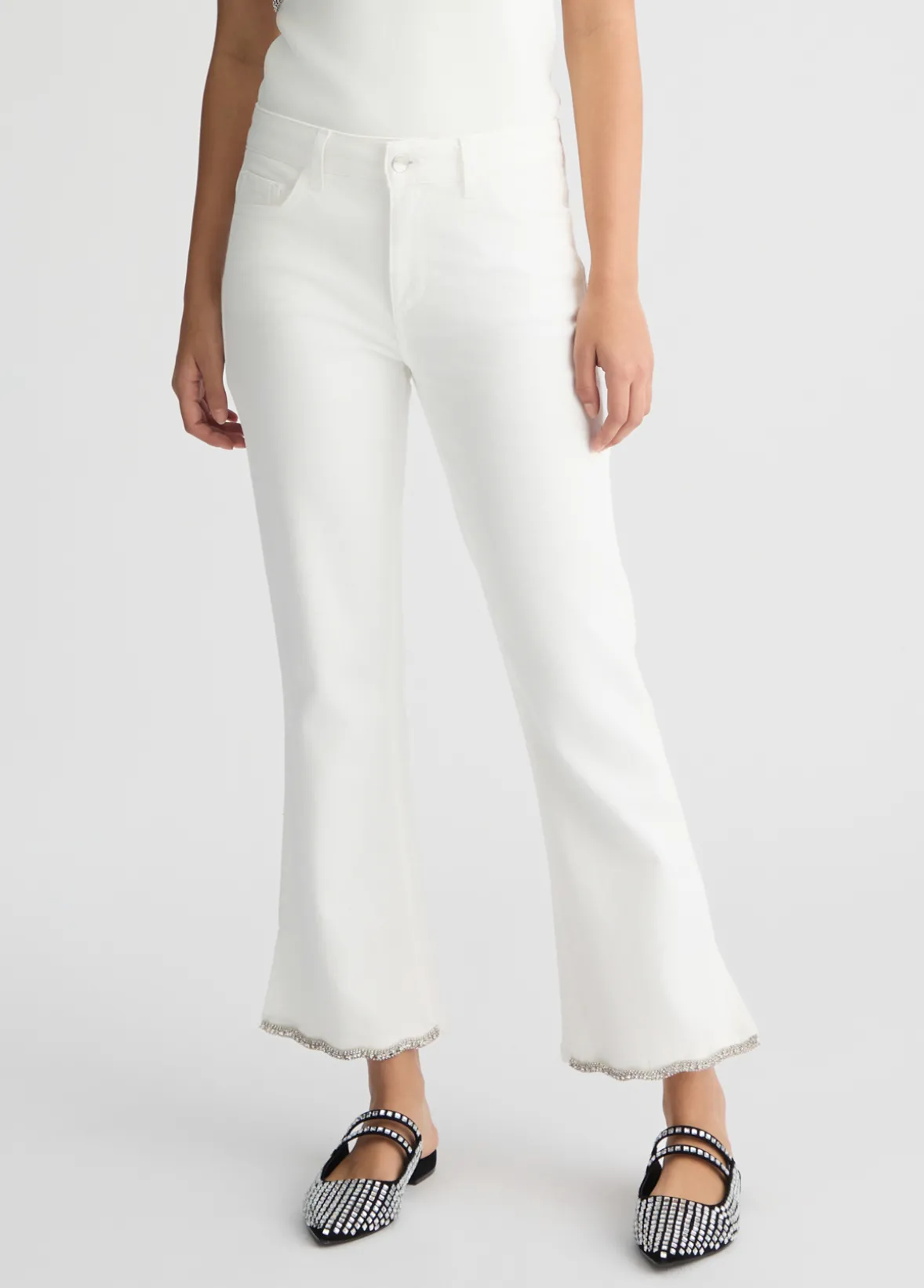 Pantaloni bootcut con strass