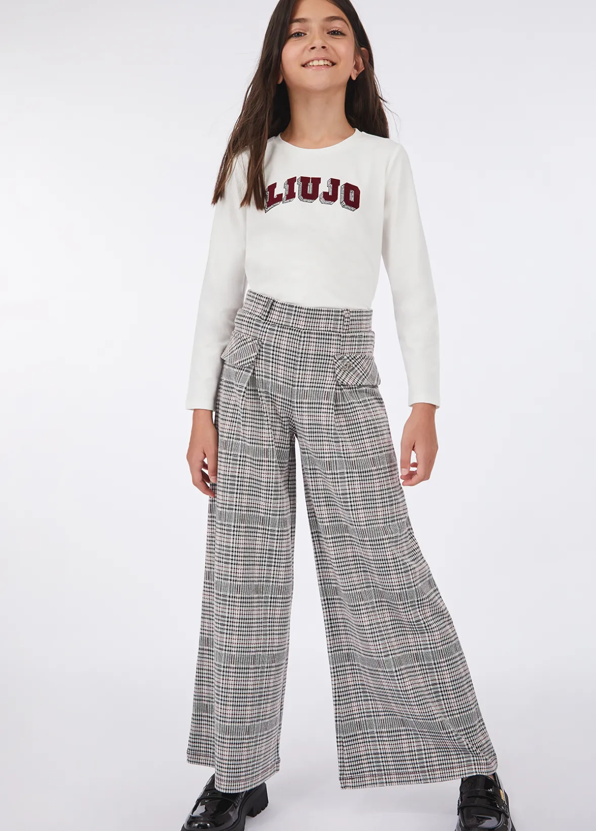 Pantaloni check in jersey
