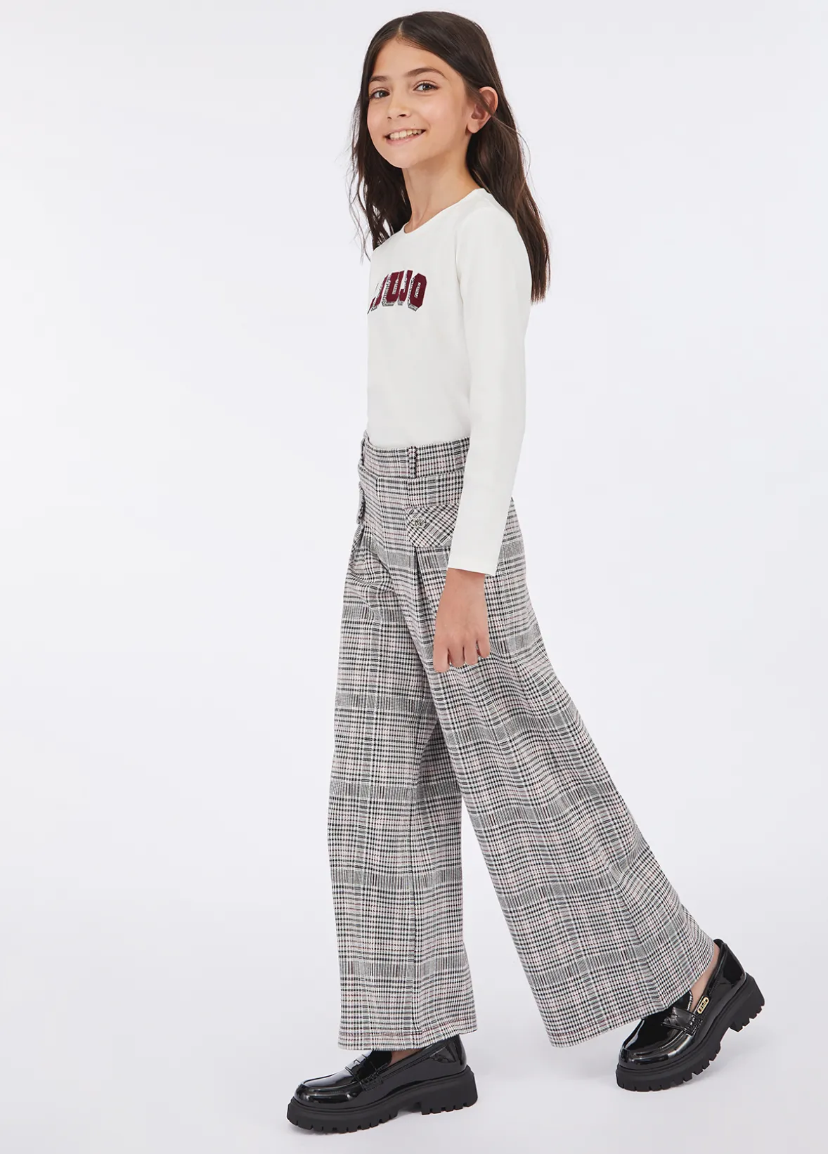 Pantaloni check in jersey