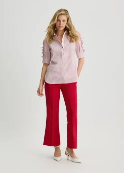 Pantaloni cropped in piquet