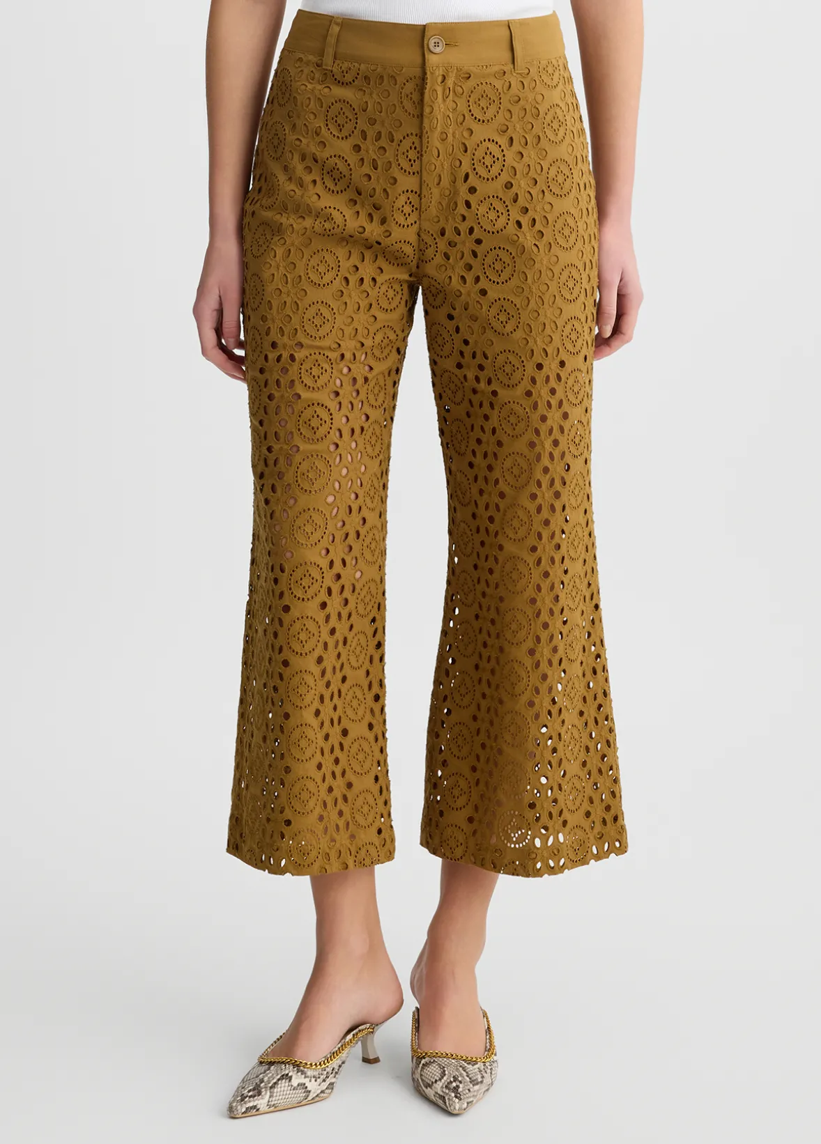 Pantaloni cropped in sangallo