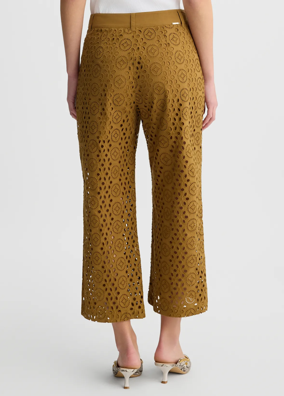 Pantaloni cropped in sangallo