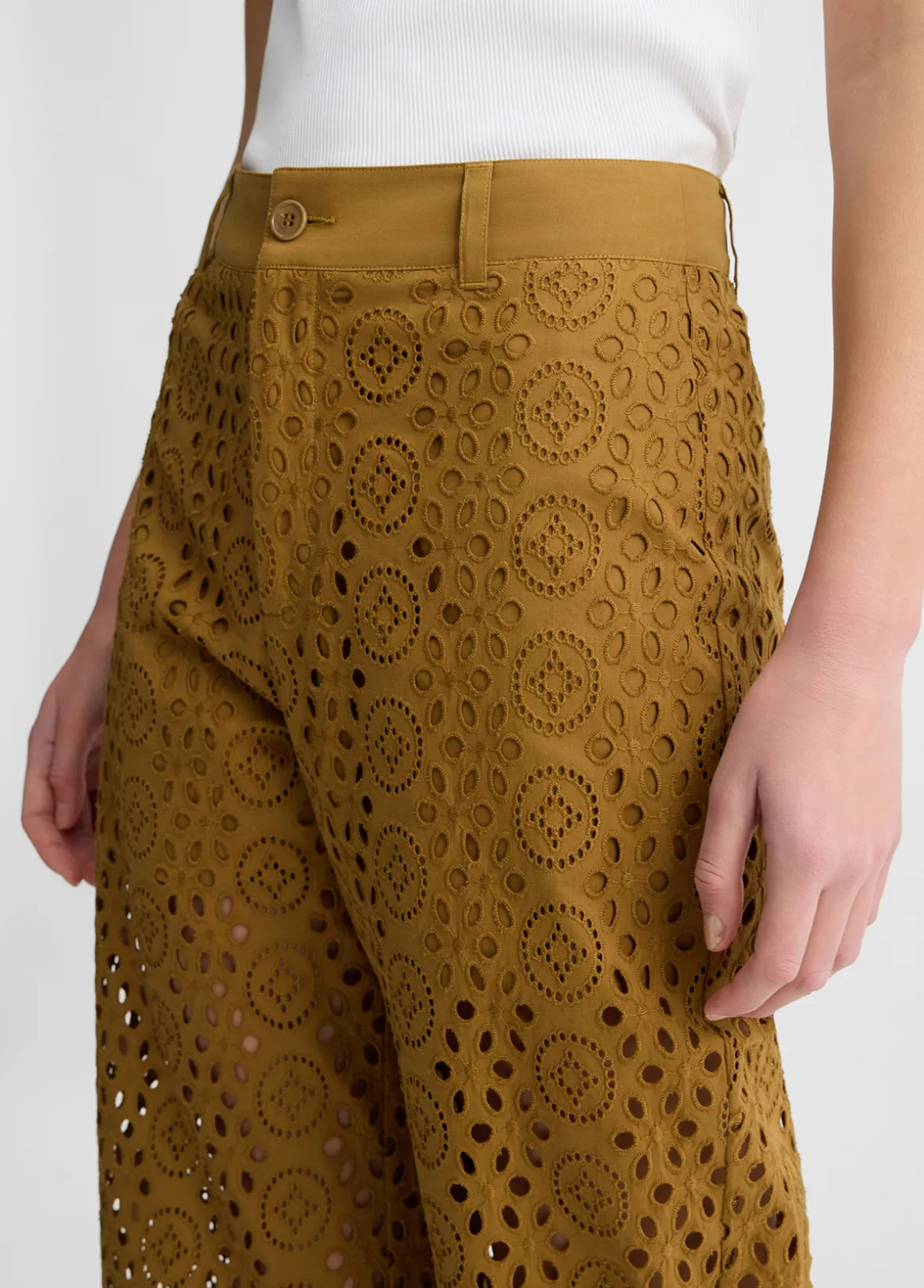 Pantaloni cropped in sangallo