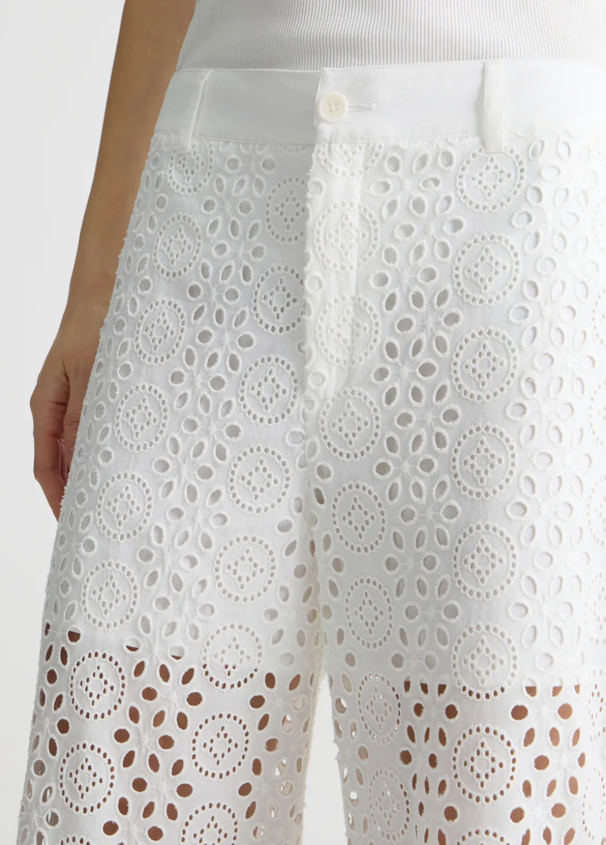Pantaloni cropped in sangallo