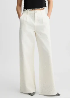 Pantaloni flare con strass