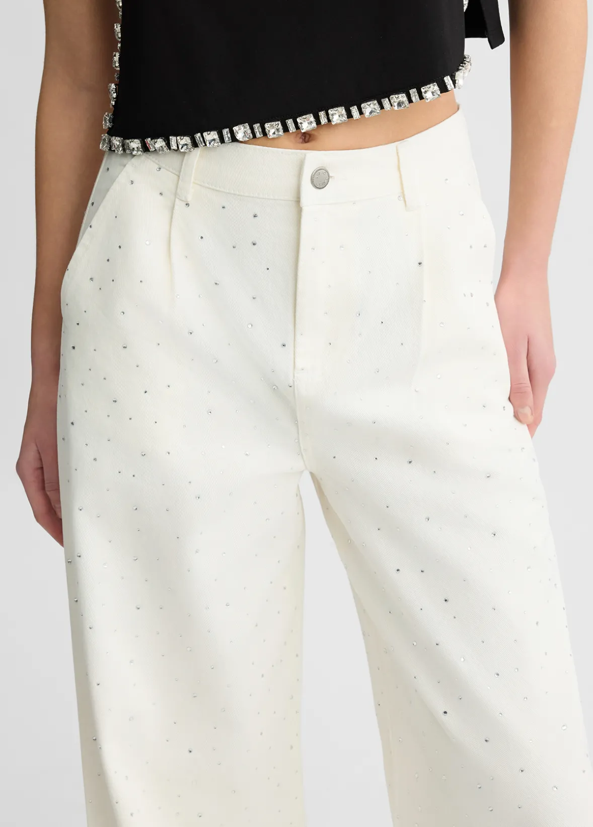 Pantaloni flare con strass