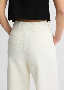 Pantaloni flare con strass