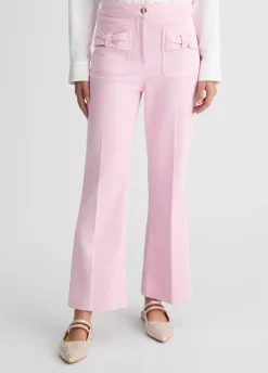 Pantaloni flare cropped in cotone