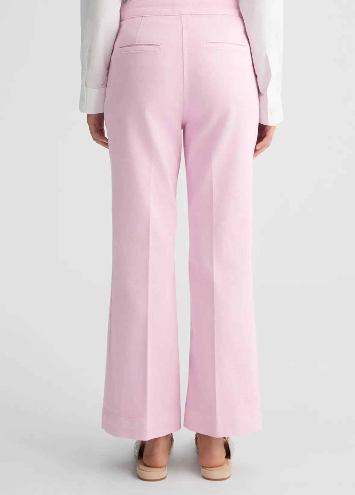Pantaloni flare cropped in cotone