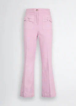 Pantaloni flare cropped in cotone