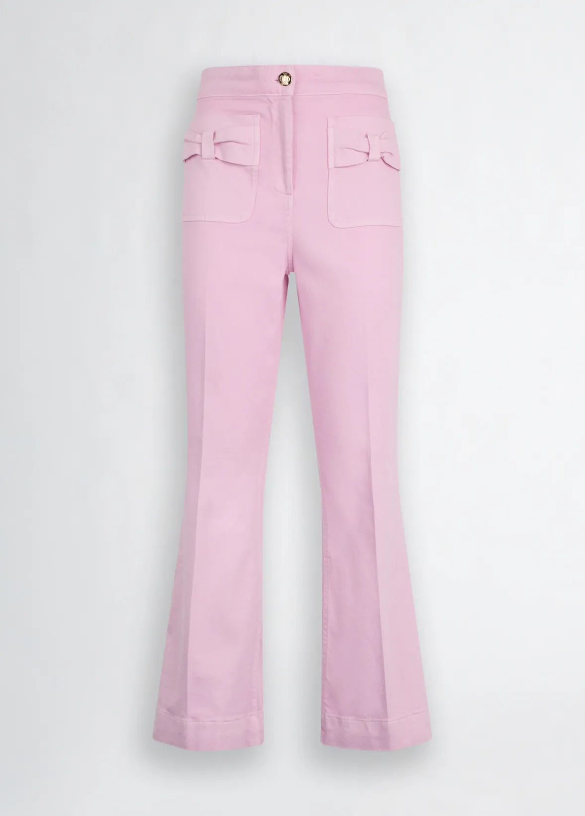 Pantaloni flare cropped in cotone