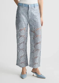 Pantaloni flare in pizzo